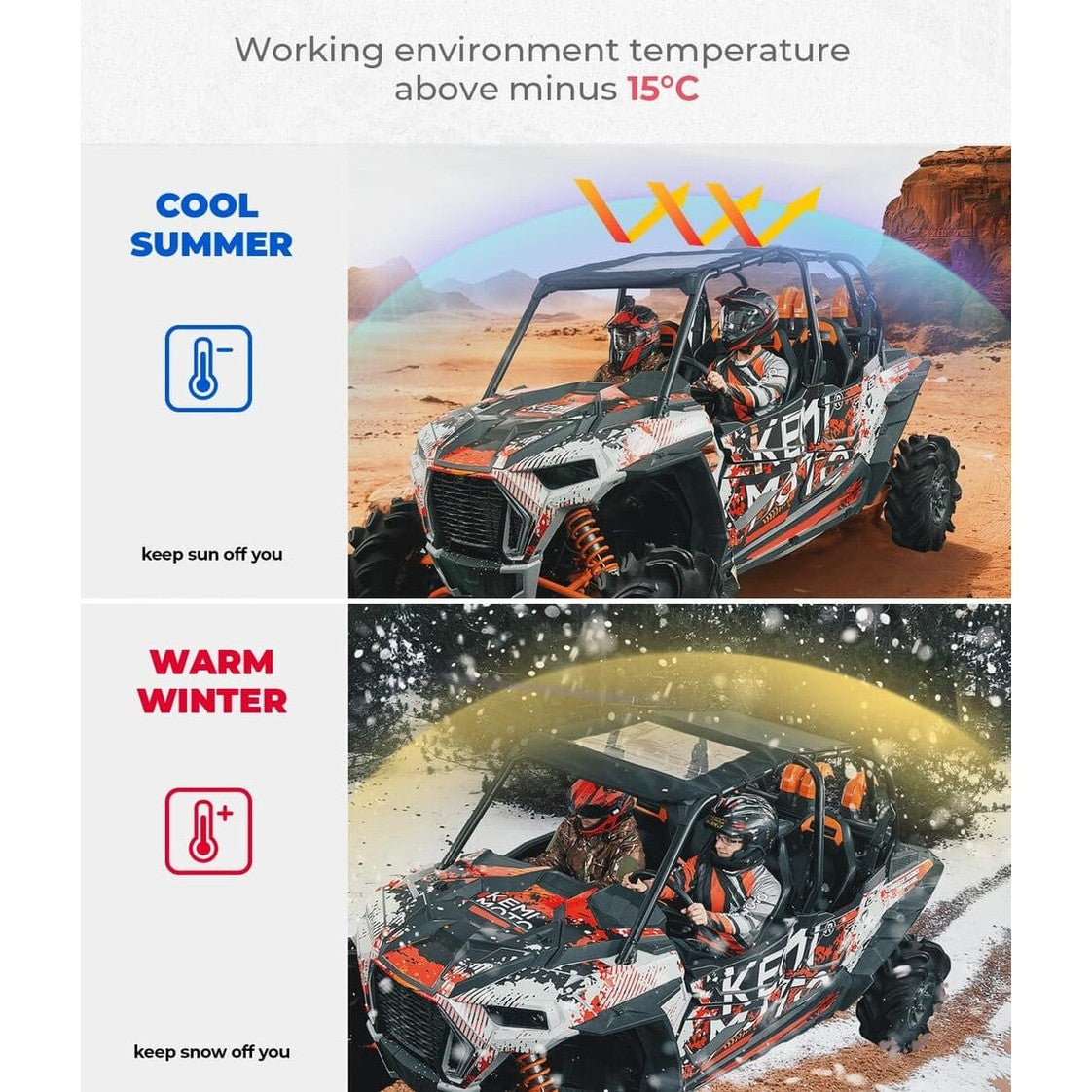 Kemimoto '14-'23 Polaris RZR XP 4 1000 Waterproof Soft Top Roof