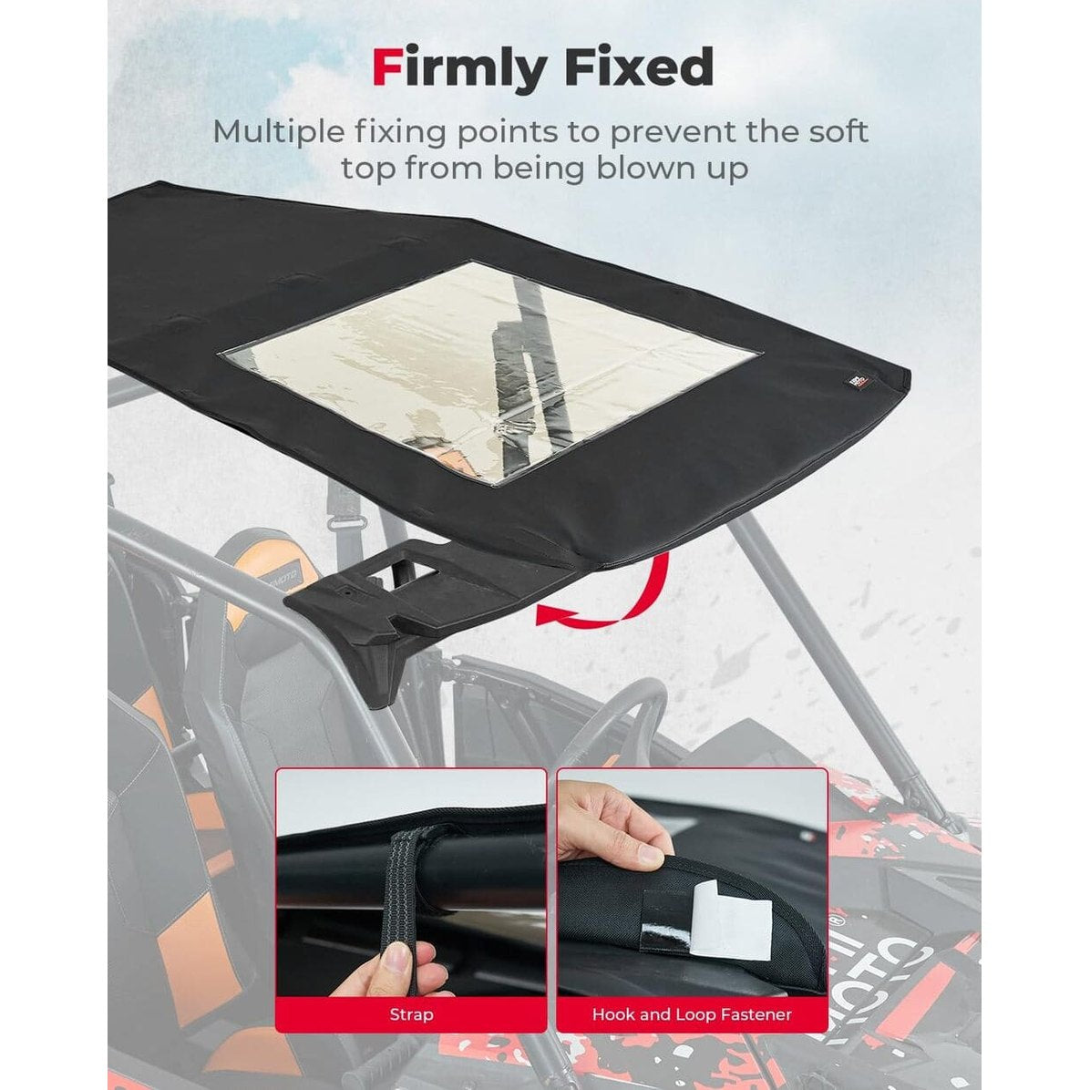 Kemimoto '14-'23 Polaris RZR XP 4 1000 Waterproof Soft Top Roof