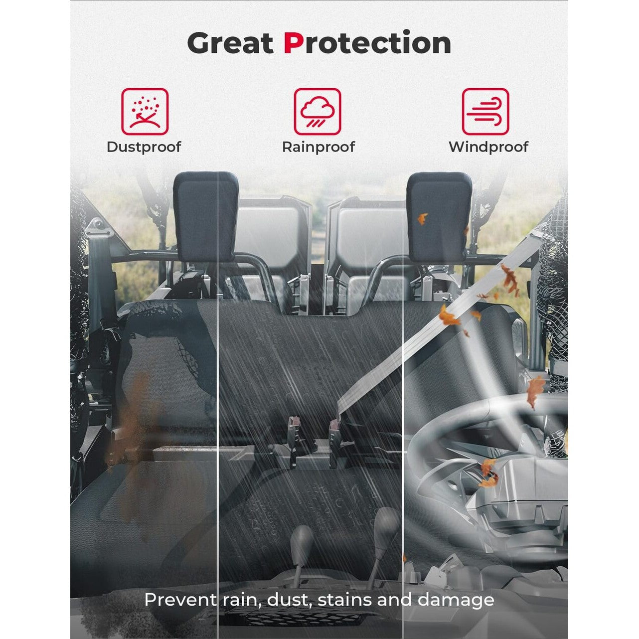 Kemimoto '14-'24 Honda Pioneer 700 Seat Covers - Black