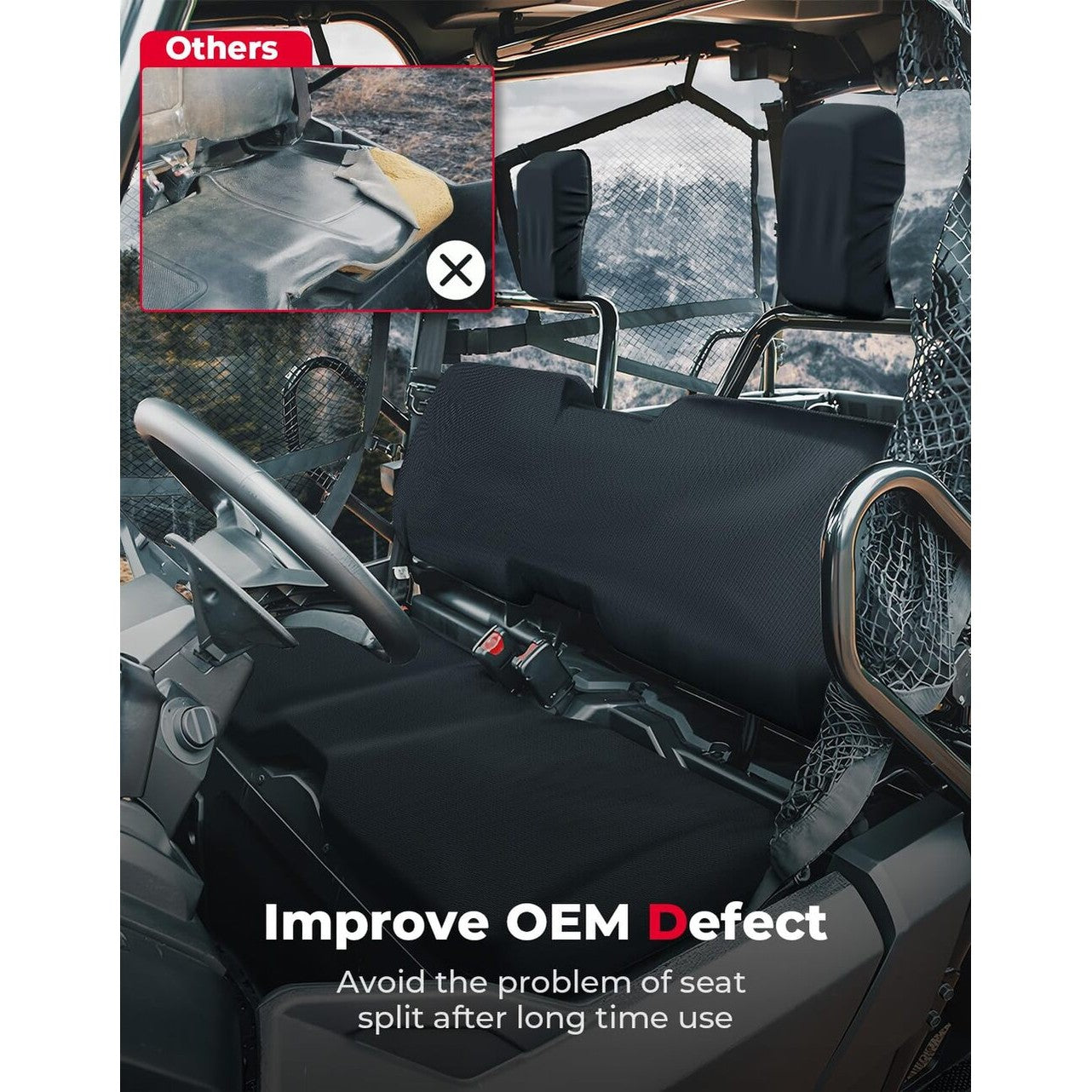 Kemimoto '14-'24 Honda Pioneer 700 Seat Covers - Black