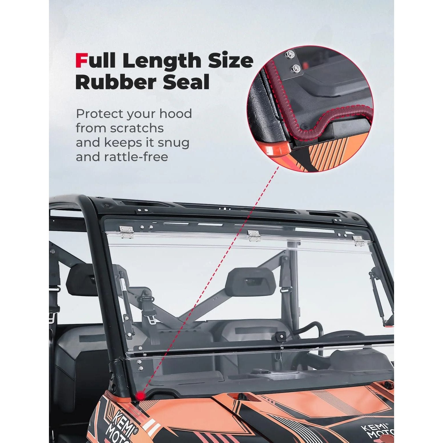 Kemimoto '14-'25 Polaris Ranger XP 1000 2-in-1 Flip Windshield