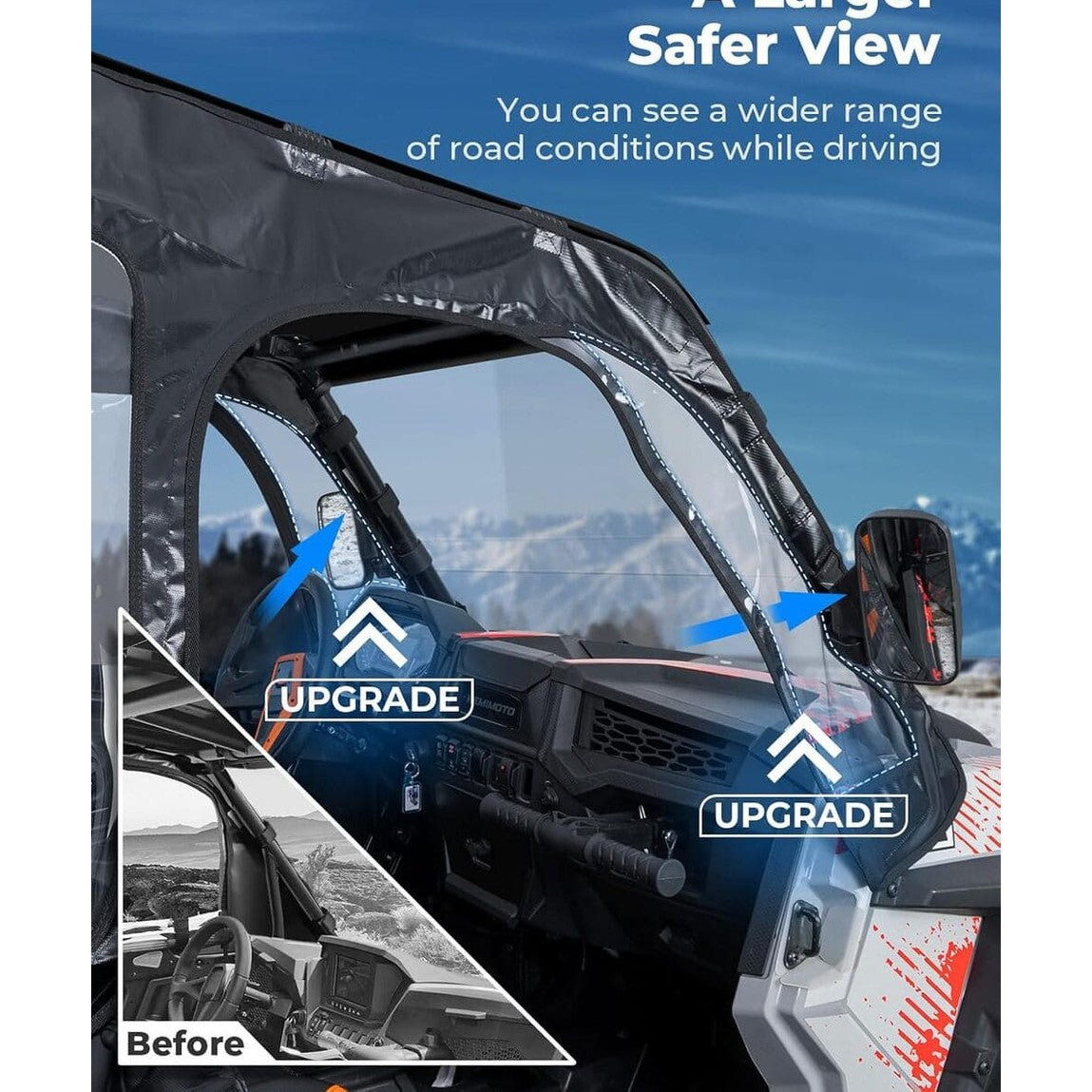 Kemimoto '14+ Polaris RZR XP 1000/ Turbo Upper Windows Soft Cab Enclosure