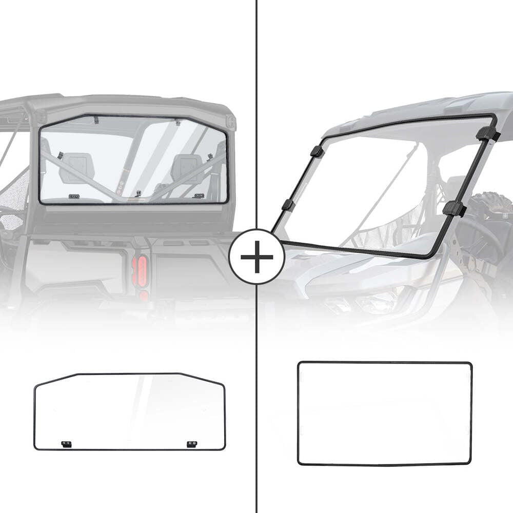 Kemimoto '16-'24 Can-Am Defender Rear & Front Full Windshield