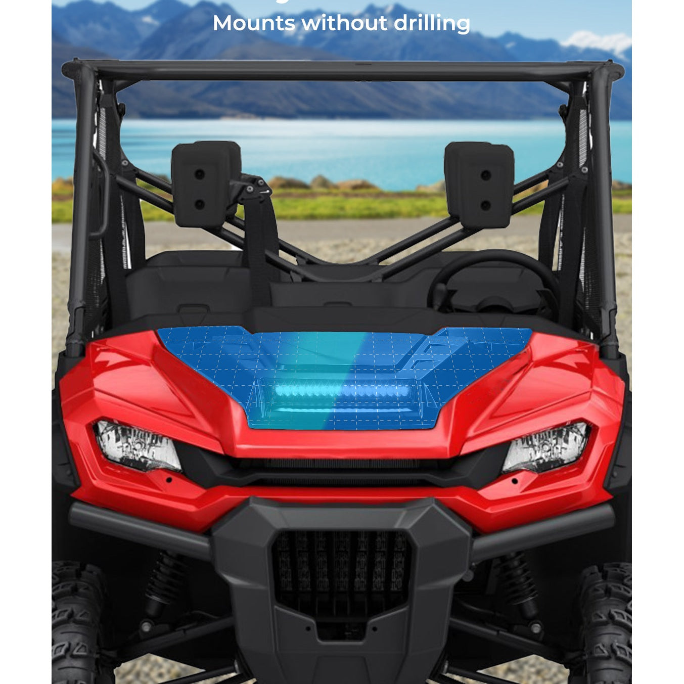 Kemimoto '16-'24 Honda Pioneer 1000 Sport Hood Scoop w/LED Light