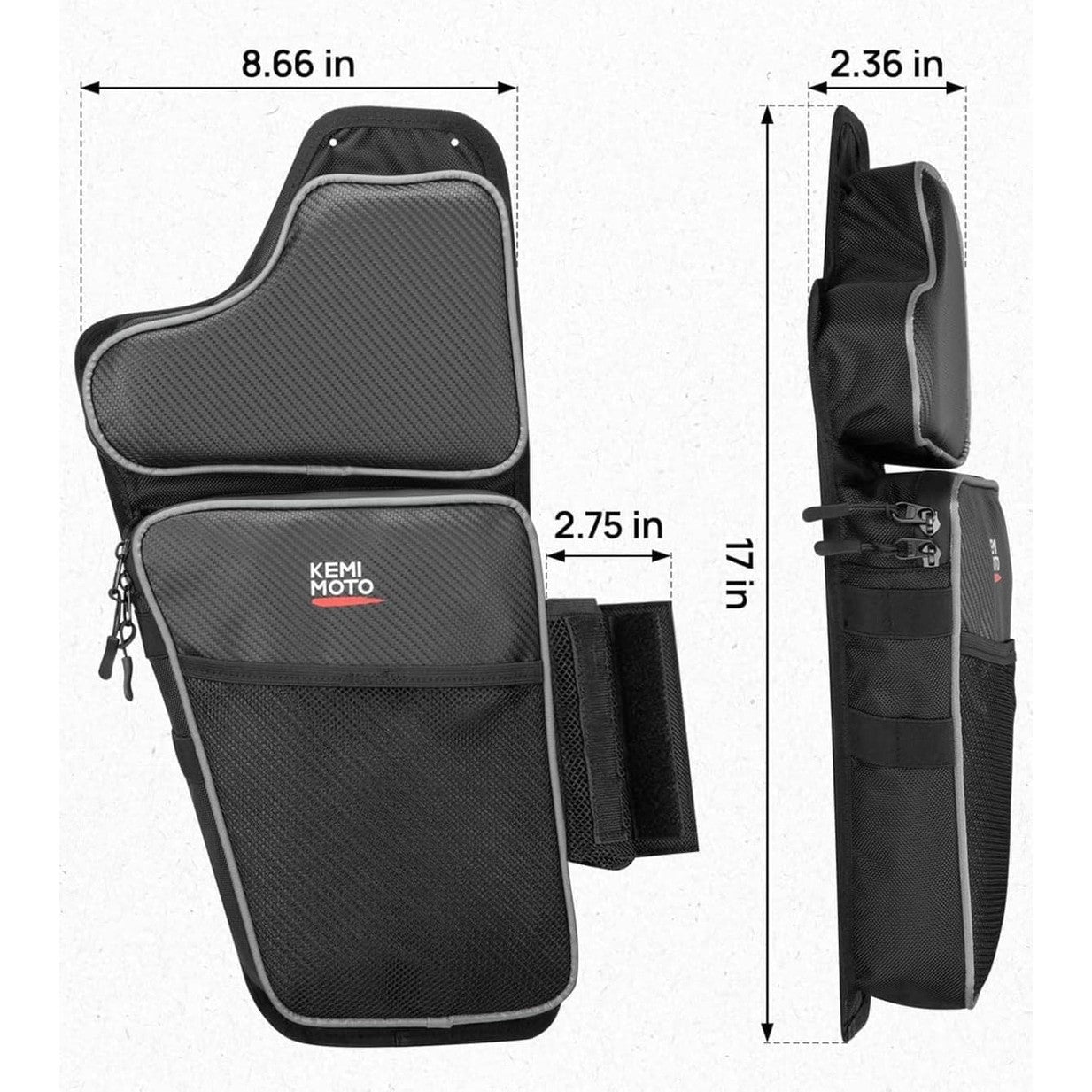 Kemimoto '16-'24 Polaris General 1000/4 1000 Front Lower Door Bags w/ Knee - 2PCS