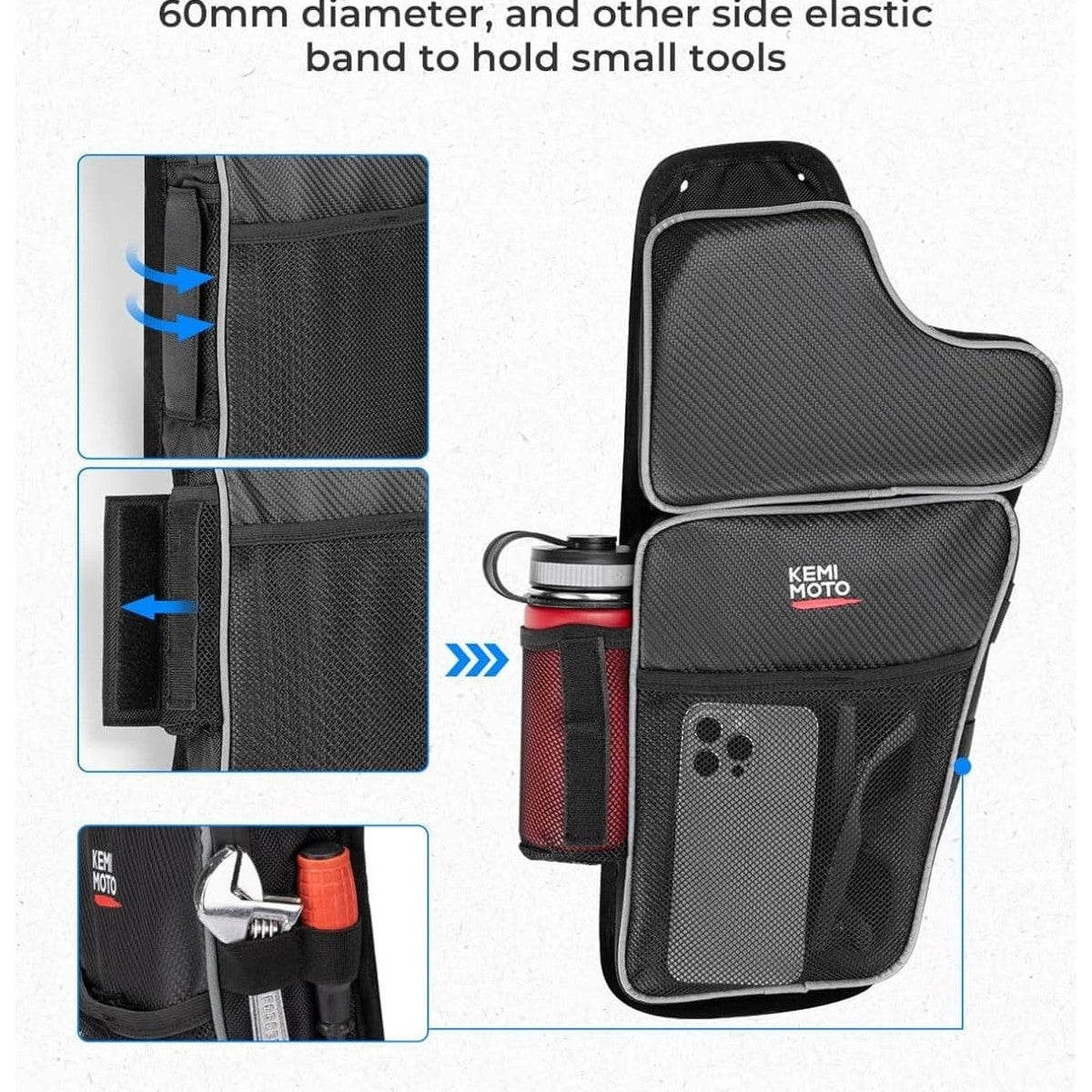 Kemimoto '16-'24 Polaris General 1000/4 1000 Front Lower Door Bags w/ Knee - 2PCS