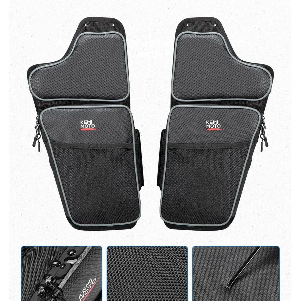 Kemimoto '16-'24 Polaris General 1000/4 1000 Front Lower Door Bags w/ Knee - 2PCS