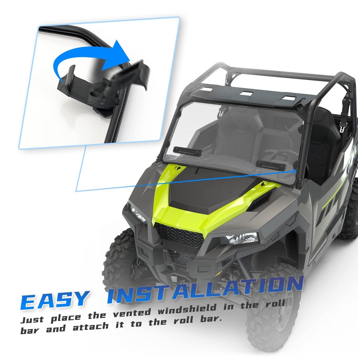 Kemimoto '16-'24 Polaris General XP 1000 Vented Full Windshield