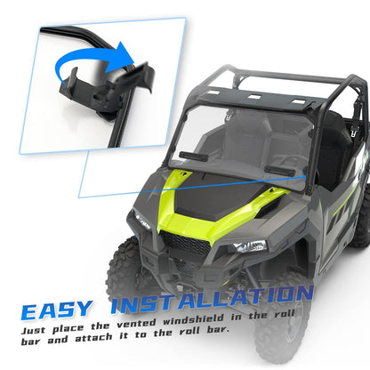 Kemimoto '16-'24 Polaris General XP 1000 Vented Full Windshield