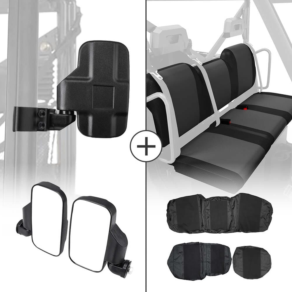 Kemimoto '17-'21 Polaris Ranger XP 1000 Adjustable Break Away Side Mirrors & Seat Cover