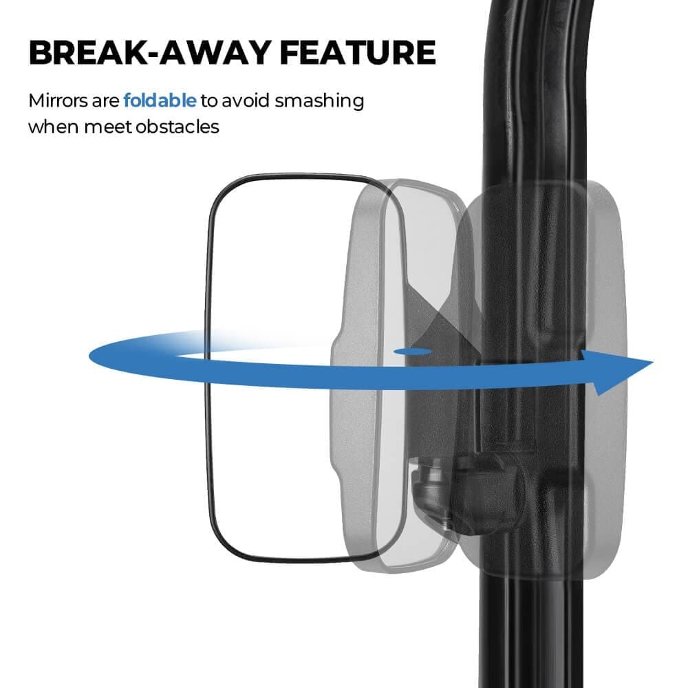 Kemimoto '17-'21 Polaris Ranger XP 1000 Adjustable Break Away Side Mirrors & Seat Cover