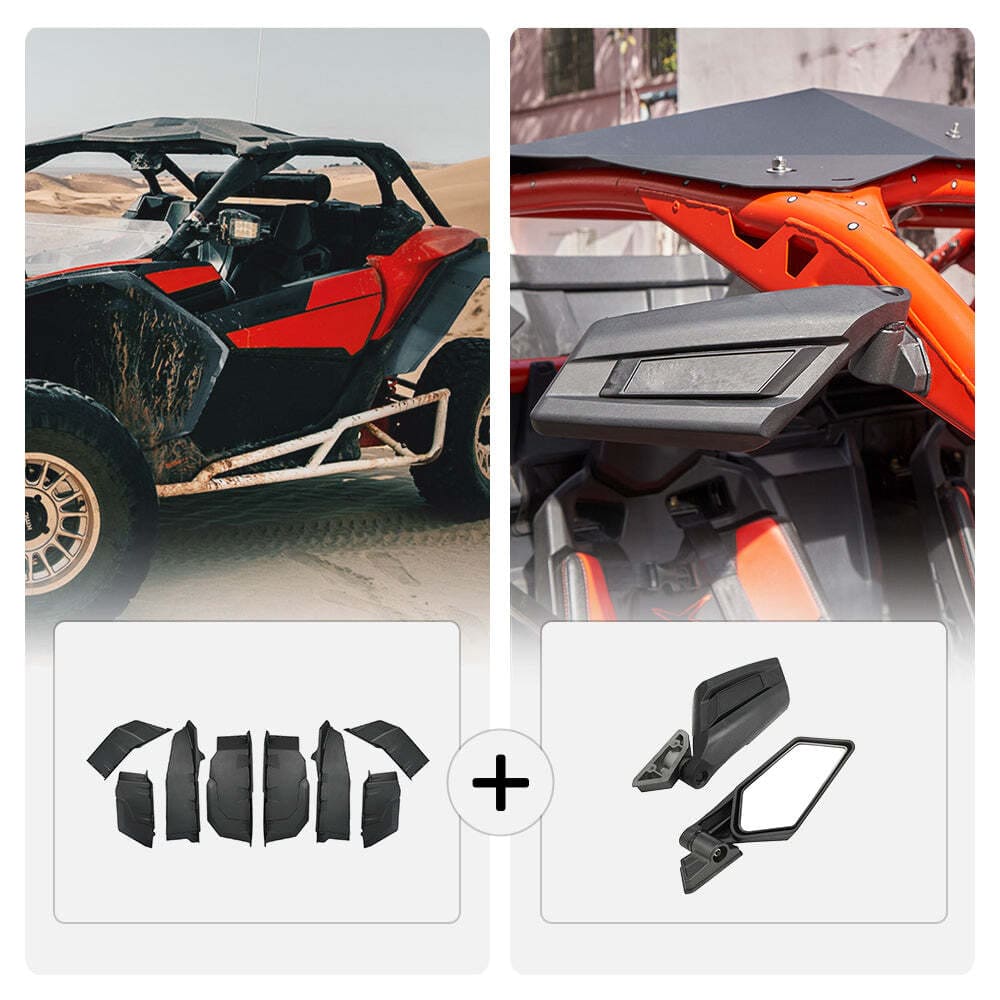 Kemimoto '17-'23 Can-Am Maverick X3 Extended Fender Flares & Side Mirrors