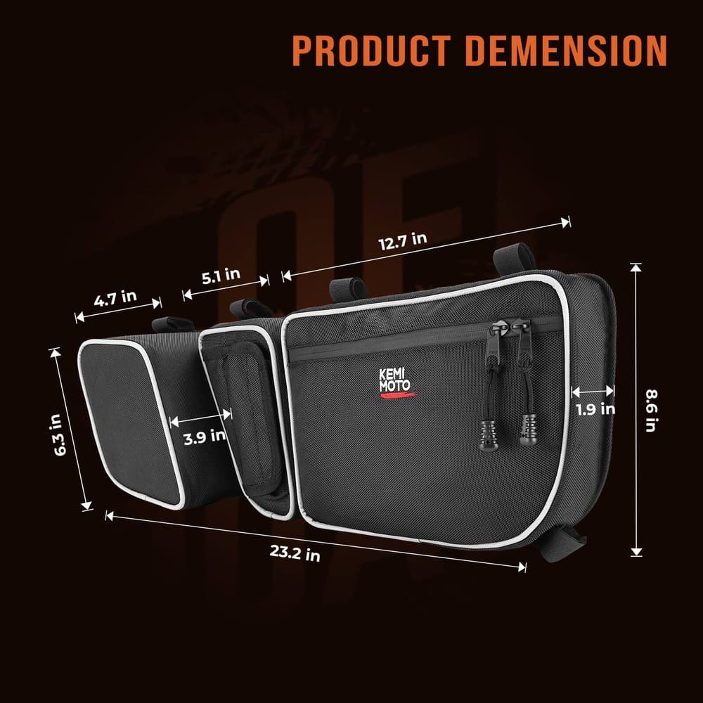 Kemimoto '17-'23 Can-Am Maverick X3 Front Door Storage Bags & Spare Tire Mount