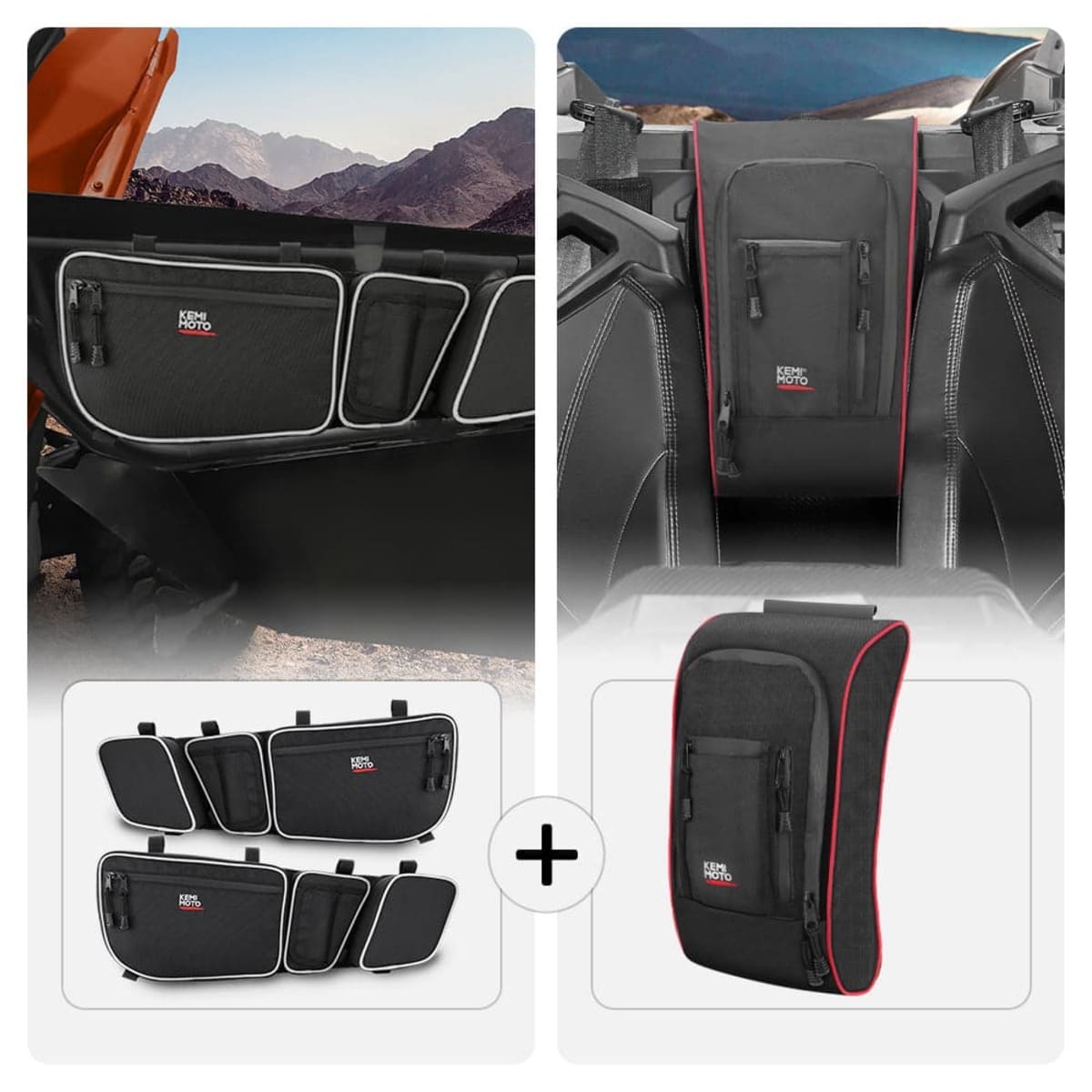 Kemimoto '17-'24 Can-Am Maverick X3 Door Bags ＆ Center Bag
