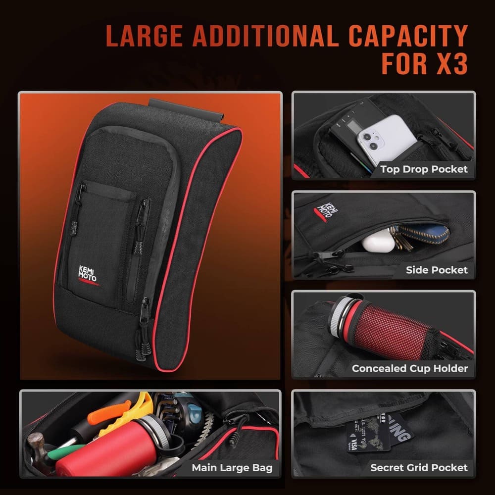 Kemimoto '17-'24 Can-Am Maverick X3 Tablet Holder & Console Storage Bag