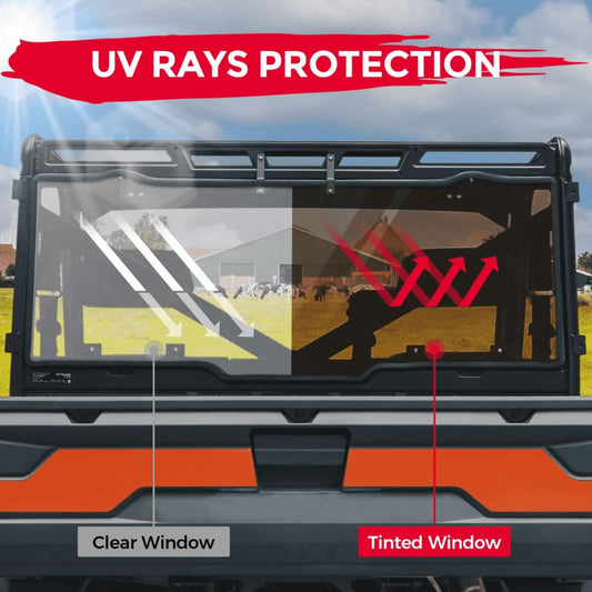 Kemimoto '17-'24 Polaris Ranger Tint Anti UV Rear Windshield
