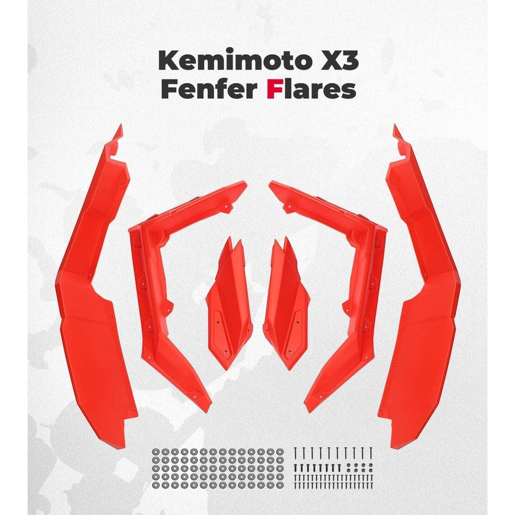 Kemimoto '17-'25 Can-Am Maverick X3 Red Fender Flares