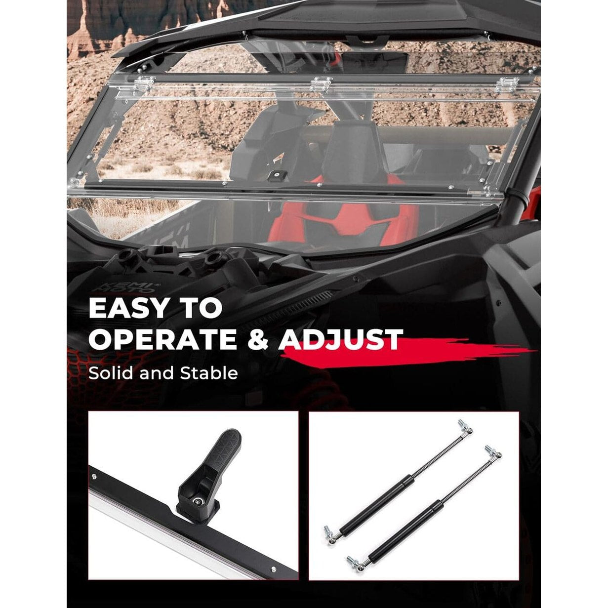 Kemimoto '17-'25 Can-Am Maverick X3 Scratch Resistant PC Flip Windshield