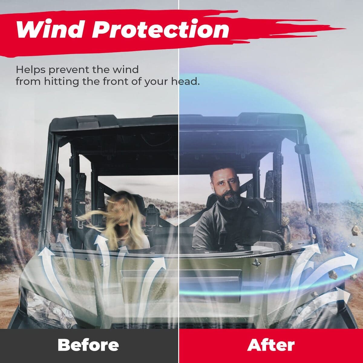 Kemimoto '17-'25 Polaris Ranger 1000 Crew Front Windshield