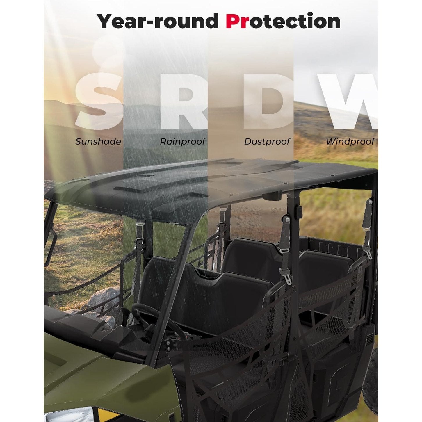 Kemimoto '17-'25 Polaris Ranger XP 1000 Crew Roof Top Hard