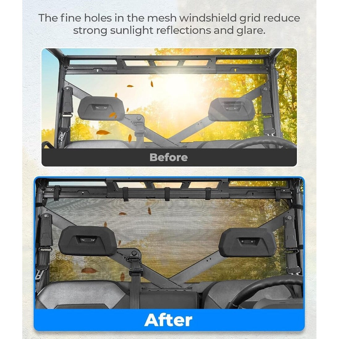 Kemimoto '17-'25 Polaris Ranger XP 1000 UTV Sunshade Soft Rear Window Net