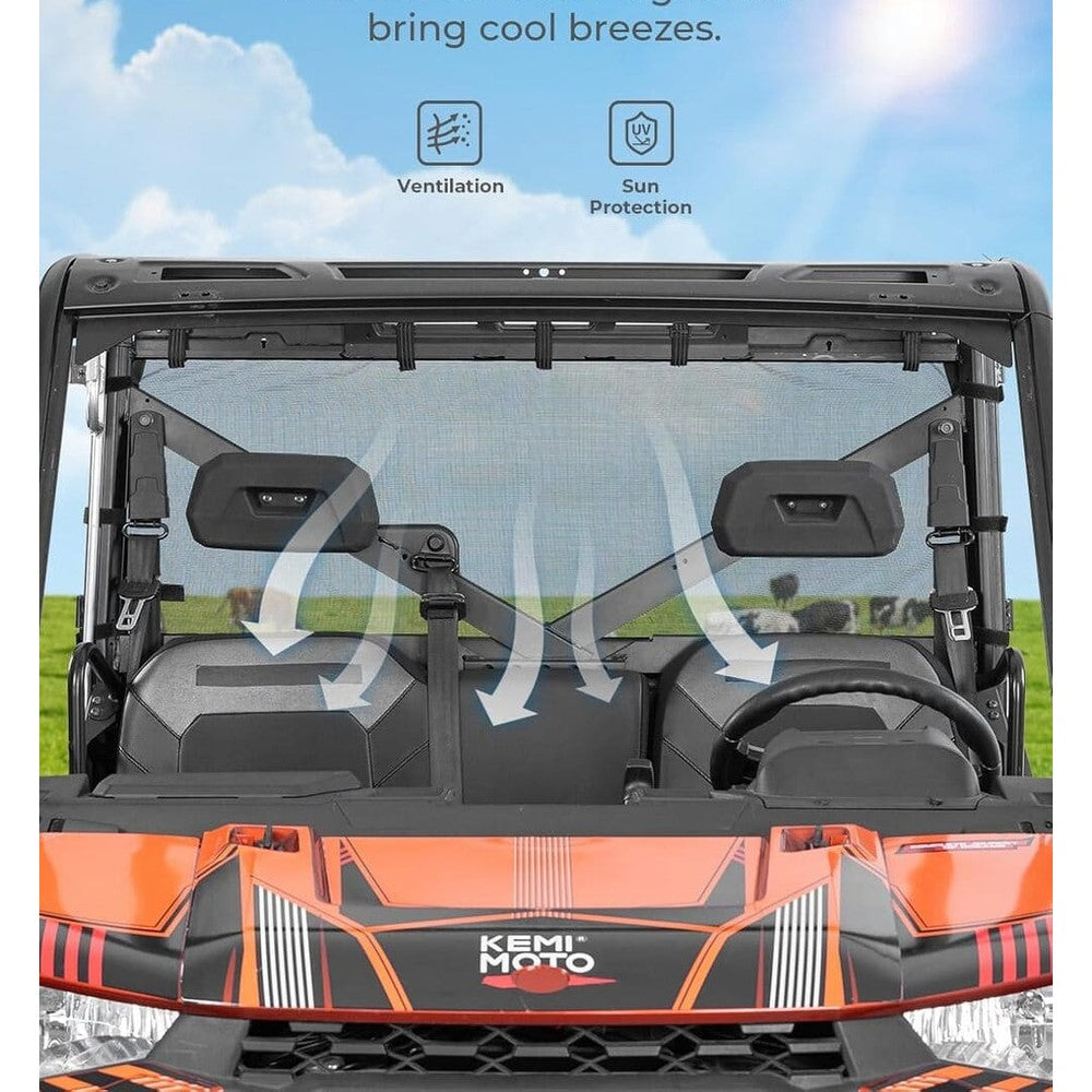 Kemimoto '17-'25 Polaris Ranger XP 1000 UTV Sunshade Soft Rear Window Net