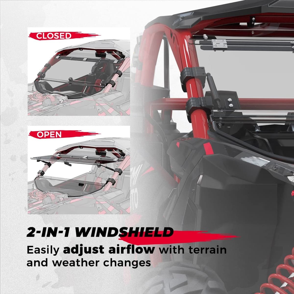 Kemimoto '17+ Can Am-Maverick X3 Flip Windshield & Door Bags