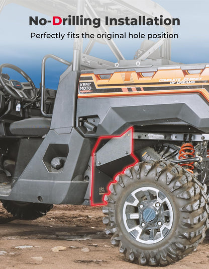 Kemimoto '18-'24 Polaris Ranger XP 1000/Crew 1 Pair Rear Fender Flares