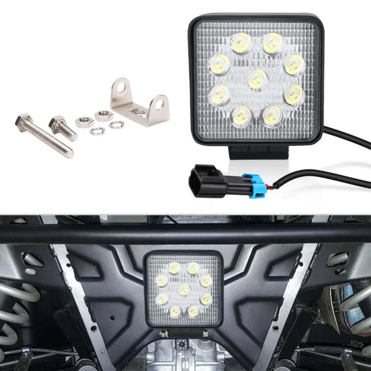 Kemimoto '18-'24 Polaris Ranger XP 1000 Rear View Mirror & 40mm Wafer Light