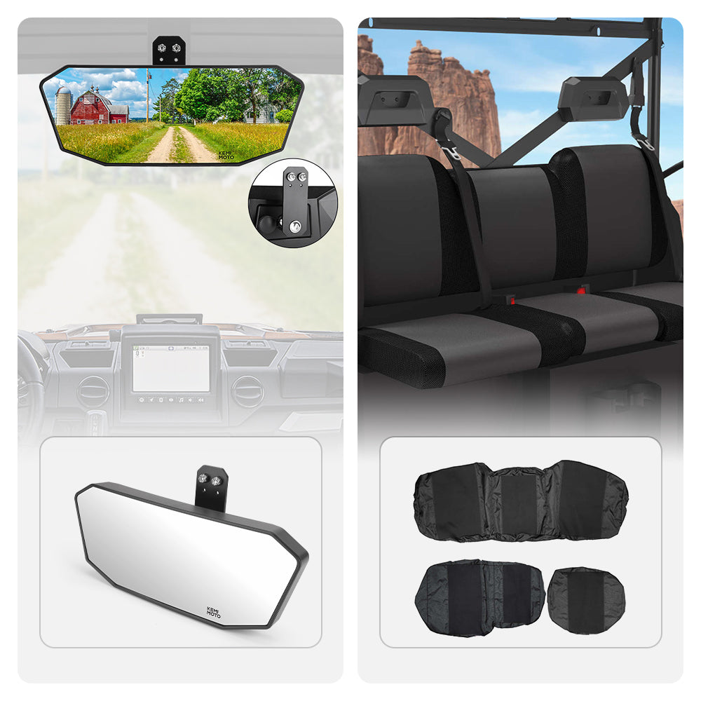 Kemimoto '18-'24 Polaris Ranger XP 1000 Rear View Mirror & Seat Cover