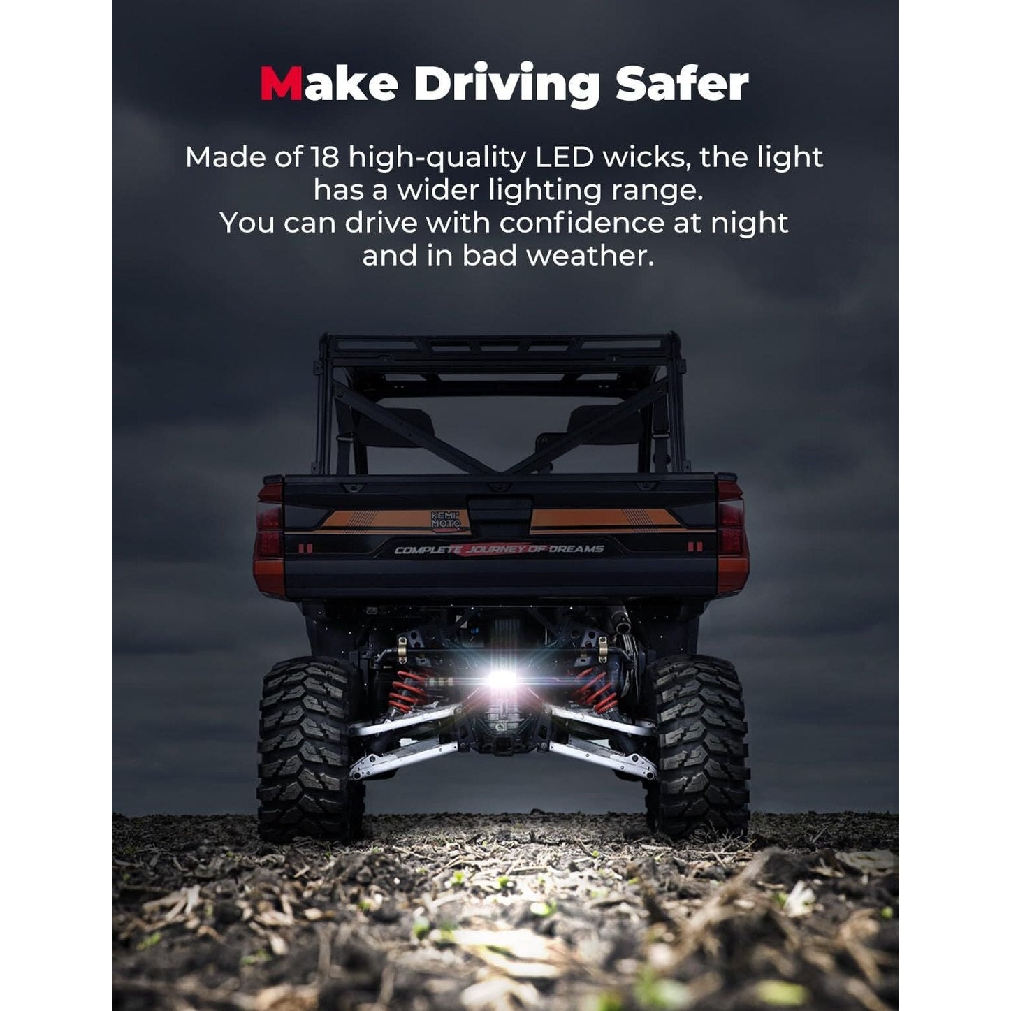 Kemimoto '18-'24 Polaris Ranger XP 1000 Upgraded Backup Light w/ Switch