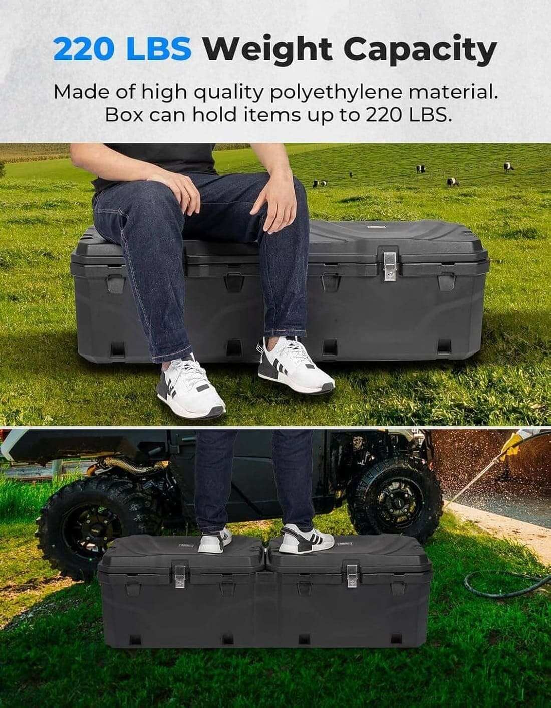 Kemimoto '18-'24 Polaris Ranger XP 1000 UTV Bed Box 29GAL