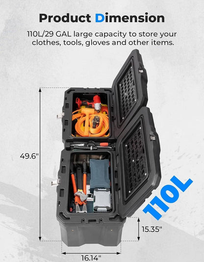 Kemimoto '18-'24 Polaris Ranger XP 1000 UTV Bed Box 29GAL