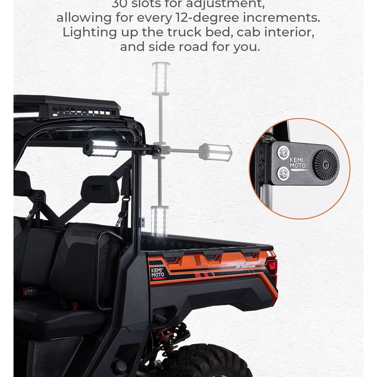 Kemimoto '18-'25 Polaris Ranger XP 1000 Upgraded Work Beacon Light