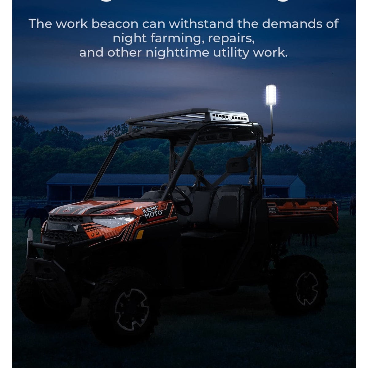 Kemimoto '18-'25 Polaris Ranger XP 1000 Upgraded Work Beacon Light