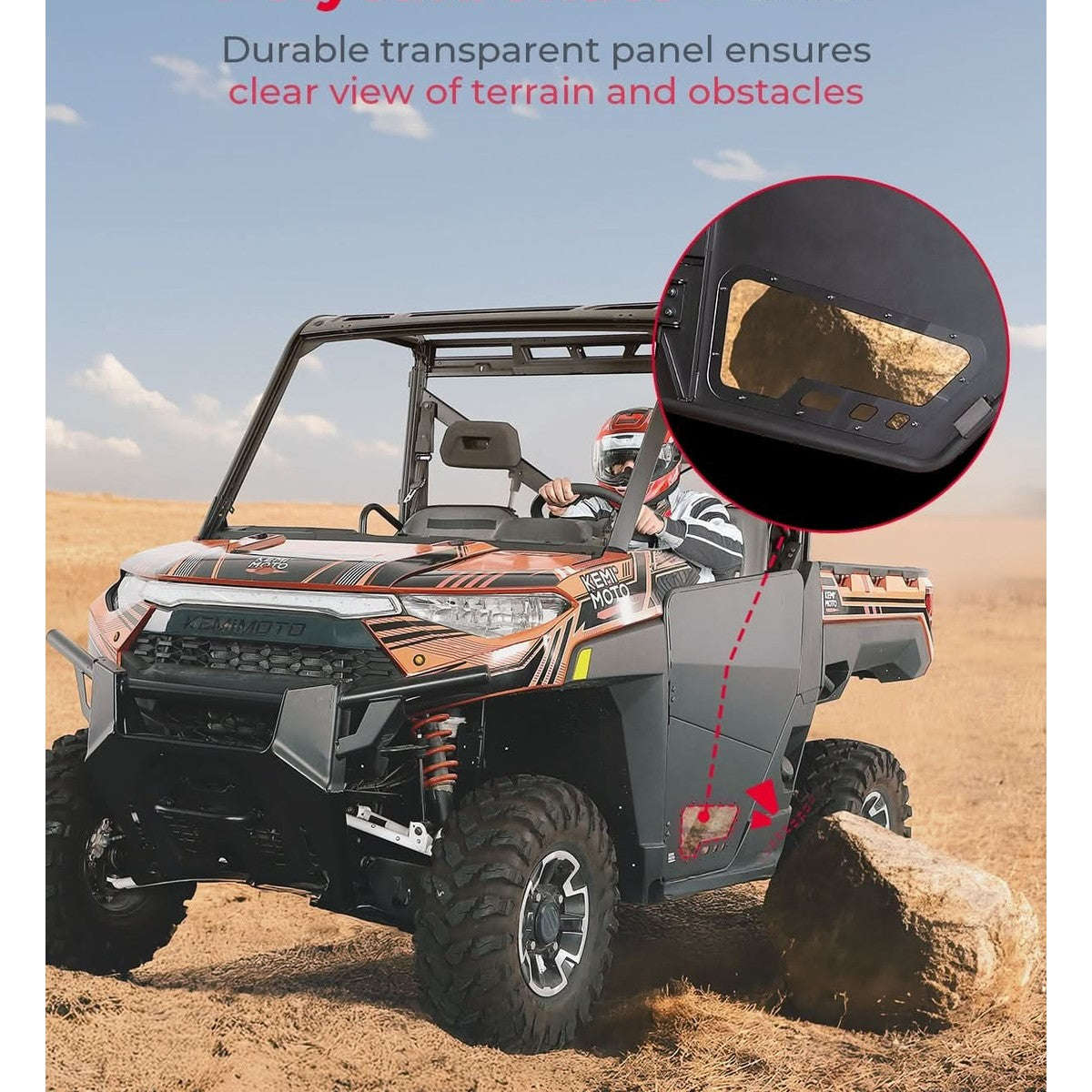 Kemimoto '18-'25 Polaris Ranger XP 1000 UTV Aluminum Half Door