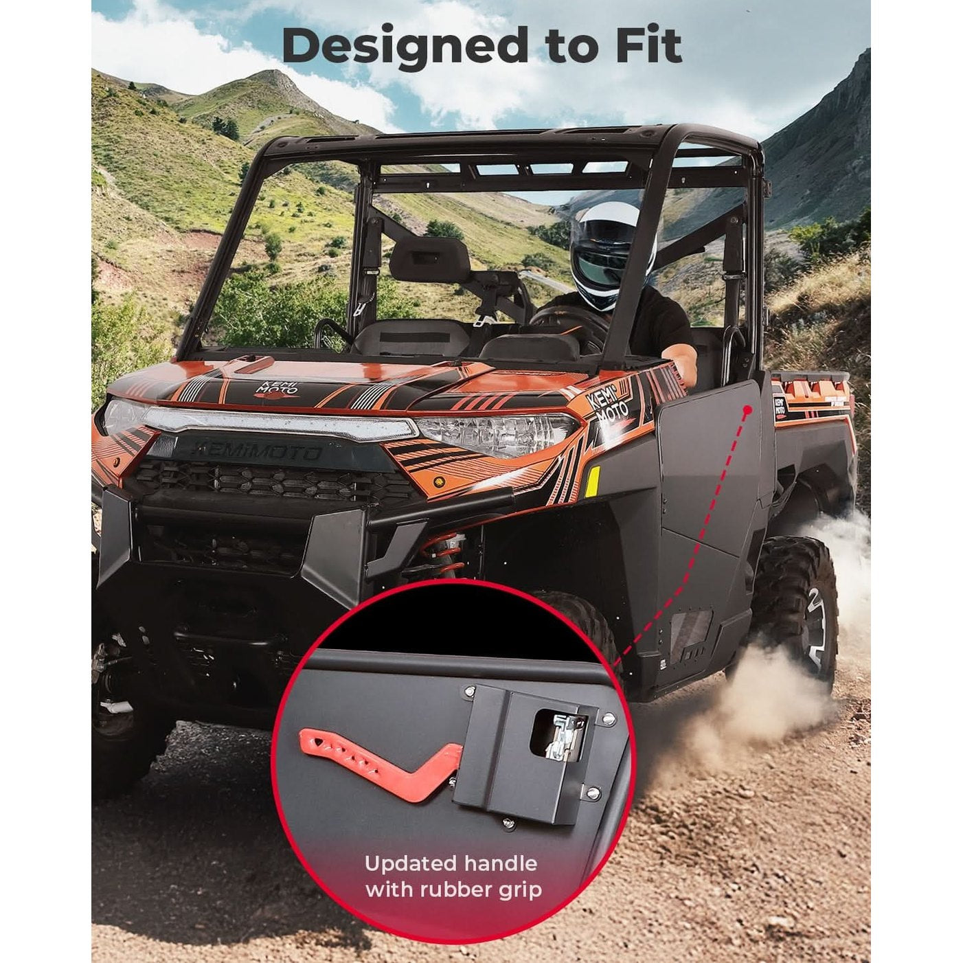 Kemimoto '18-'25 Polaris Ranger XP 1000 UTV Aluminum Half Door