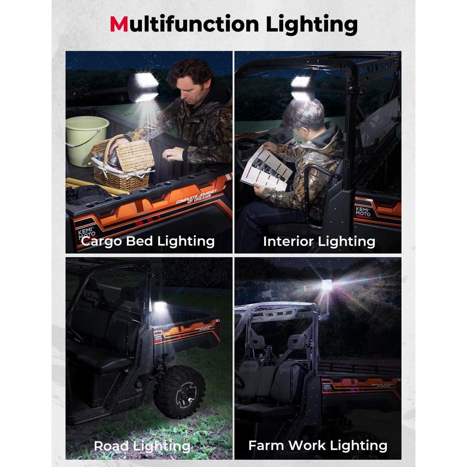 Kemimoto '18-'25 Polaris Ranger XP 1000 & XD Pro Work Light LED Spotlight