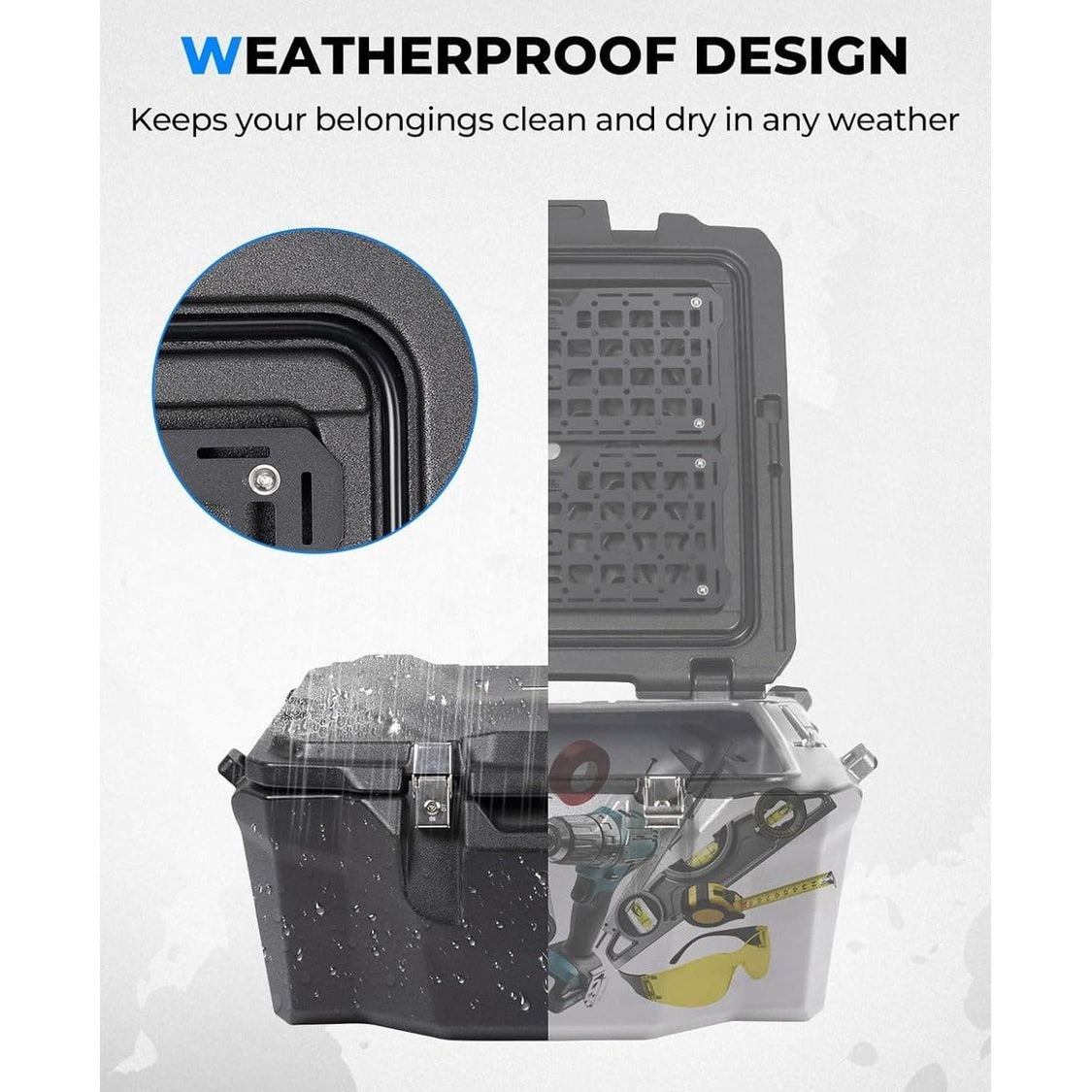Kemimoto '19-'23 Polaris RZR XP 1000 100L UTV Rear Cargo Box