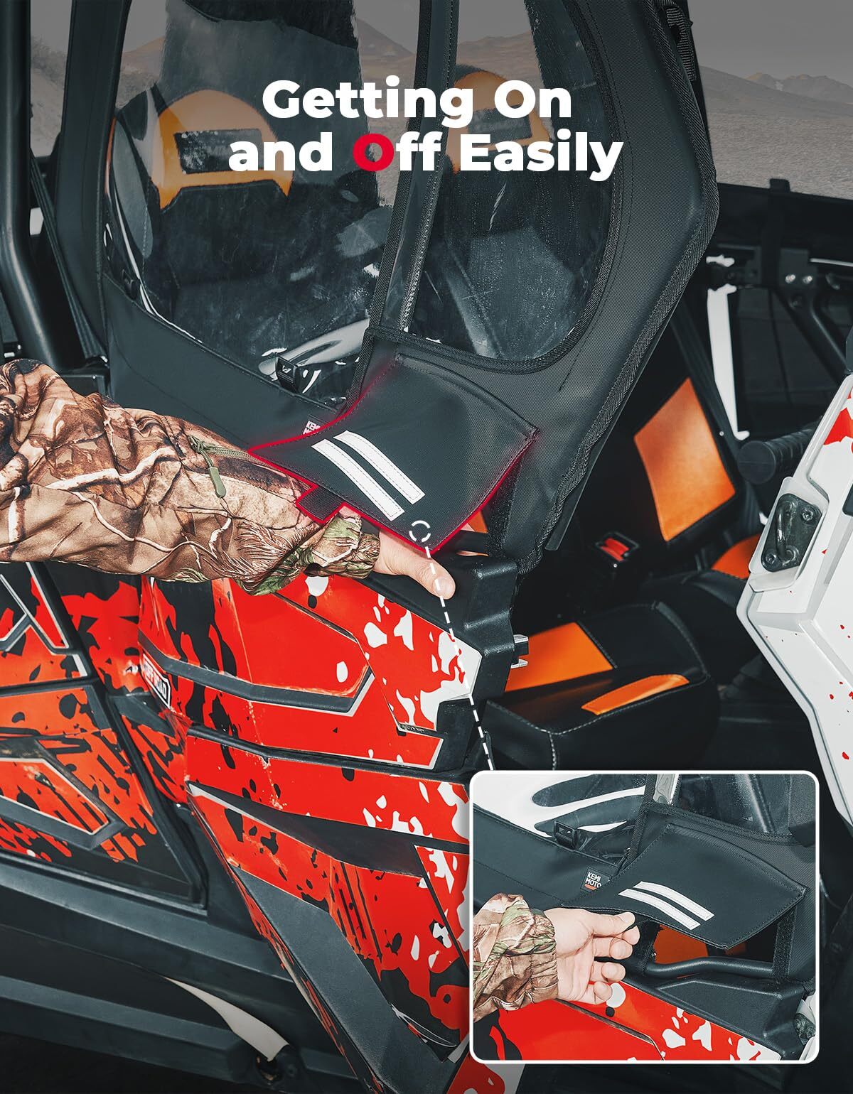 Kemimoto '19-'23 Polaris RZR XP 4 1000 Soft Upper Doors With Metal Door Frame