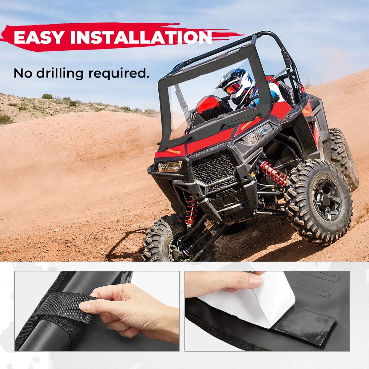 Kemimoto '19-'23 Polaris RZR XP 4 1000 Upgrate UTV Front Soft Clear Windshield