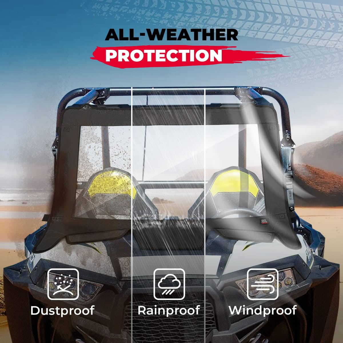 Kemimoto '19-'23 Polaris RZR XP 4 1000 Upgrate UTV Front Soft Clear Windshield
