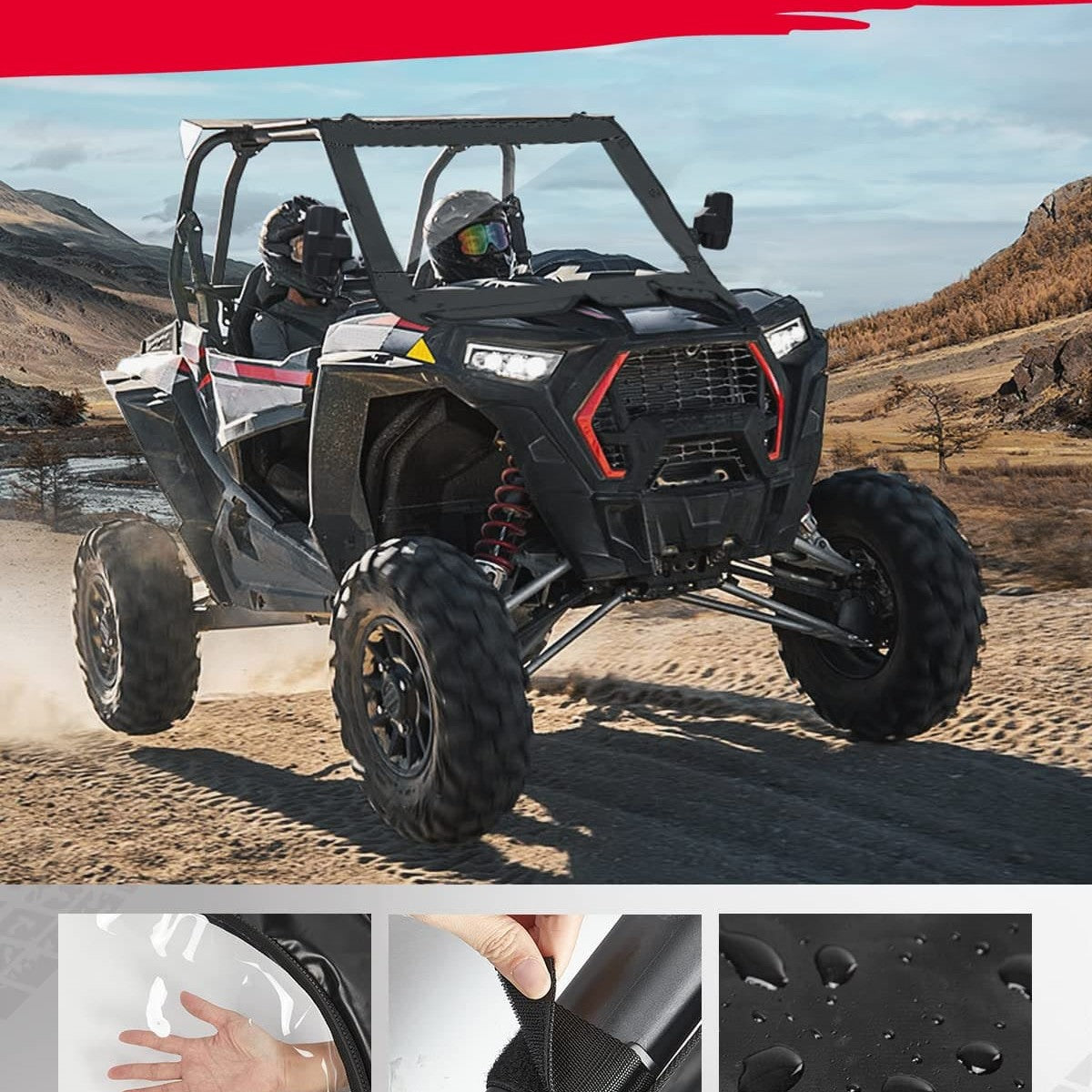 Kemimoto '19-'23 Polaris RZR XP 4 1000 Upgrate UTV Front Soft Clear Windshield