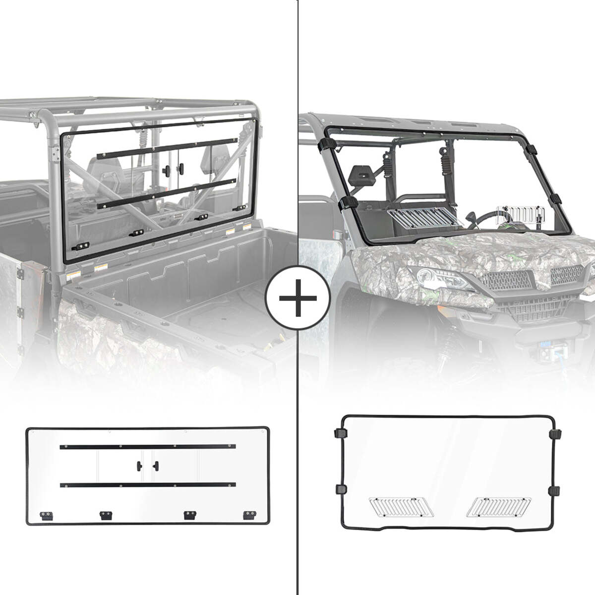 Kemimoto '19-'25 CFMoto UForce 1000 Airflow Sliding Vented Rear & Front Windshield