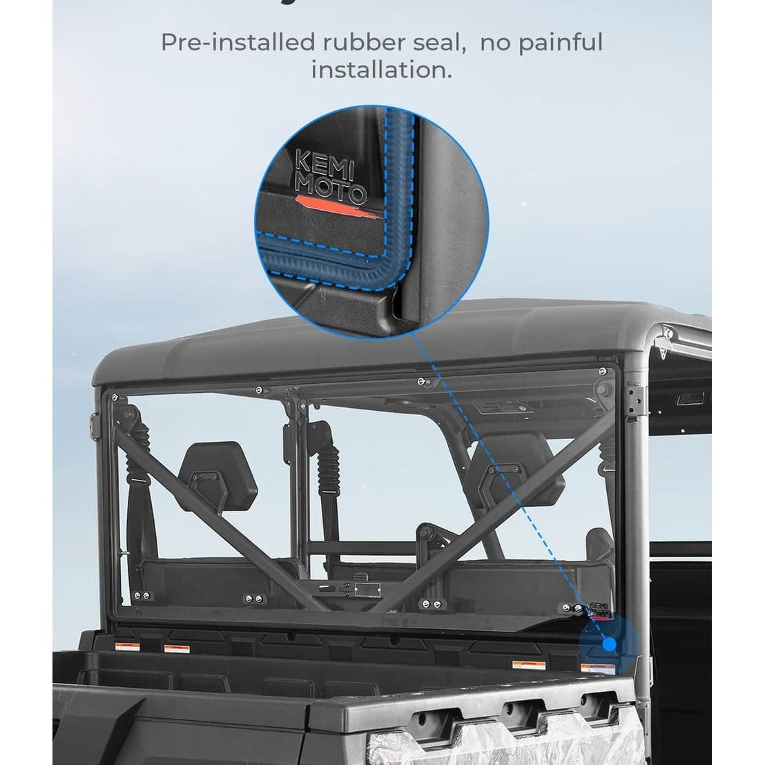 Kemimoto '19-'25 CFMoto UForce 1000 Clear 2-Sided Hard Coated Rear Windshield