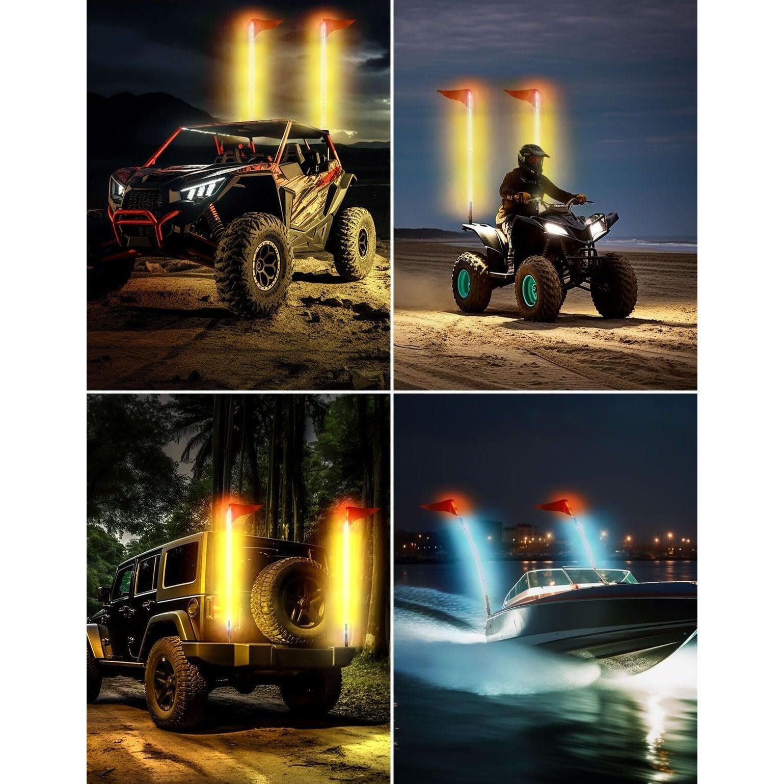 Kemimoto 2 Pcs 5ft UTV Whip Lights with Spring Bases