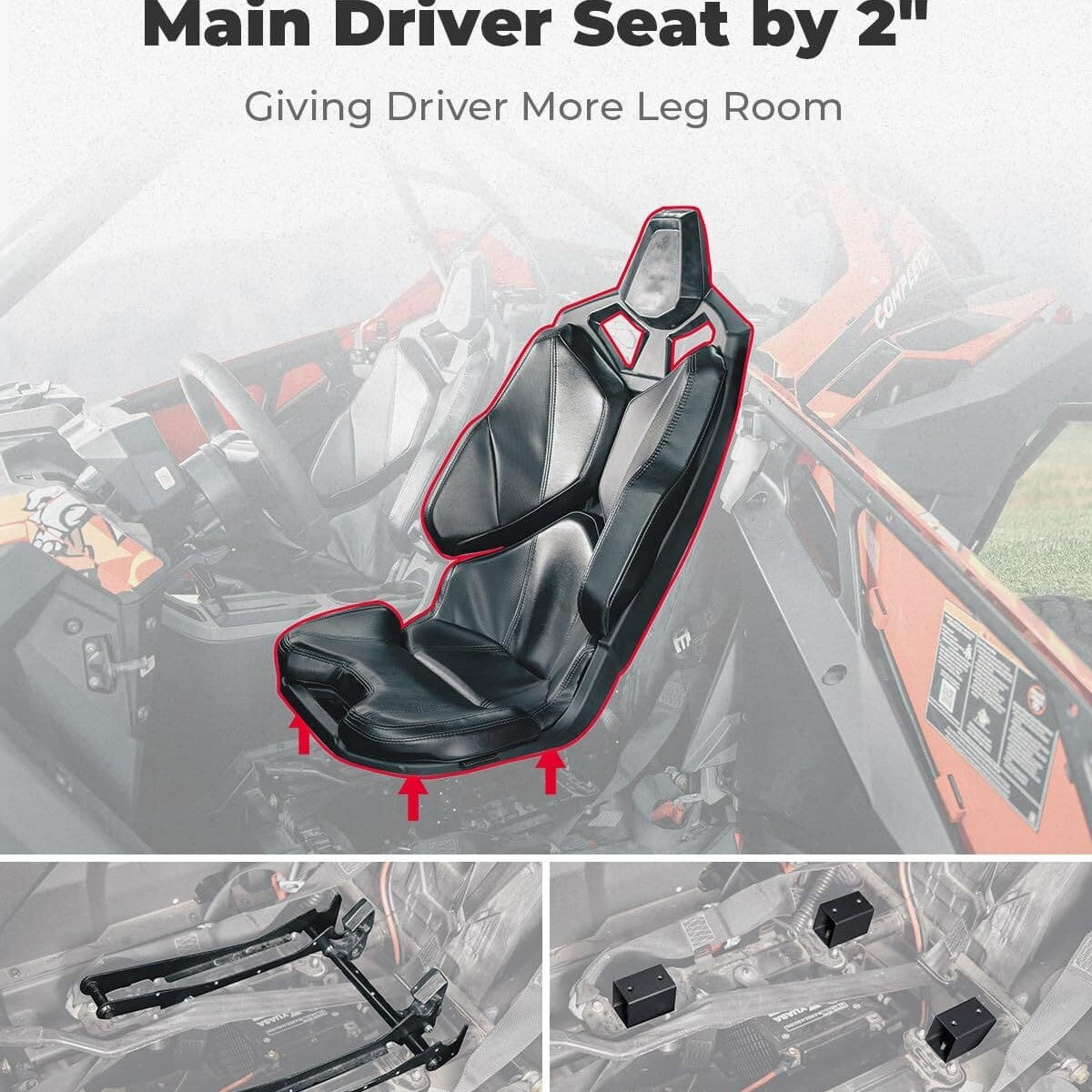 Kemimoto '20-'23 Polaris RZR PRO XP 2" Main Driver Seat Risers - 4 Pieces