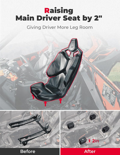 Kemimoto '20-'23 Polaris RZR PRO 2" 4Pcs Main Driver Seat Risers