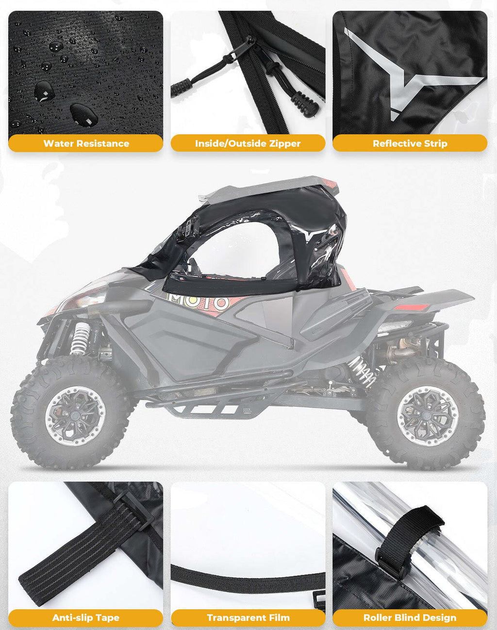 Kemimoto '20-'24 CF Moto ZForce 950 Upper Windows Sof Cab Enclosure