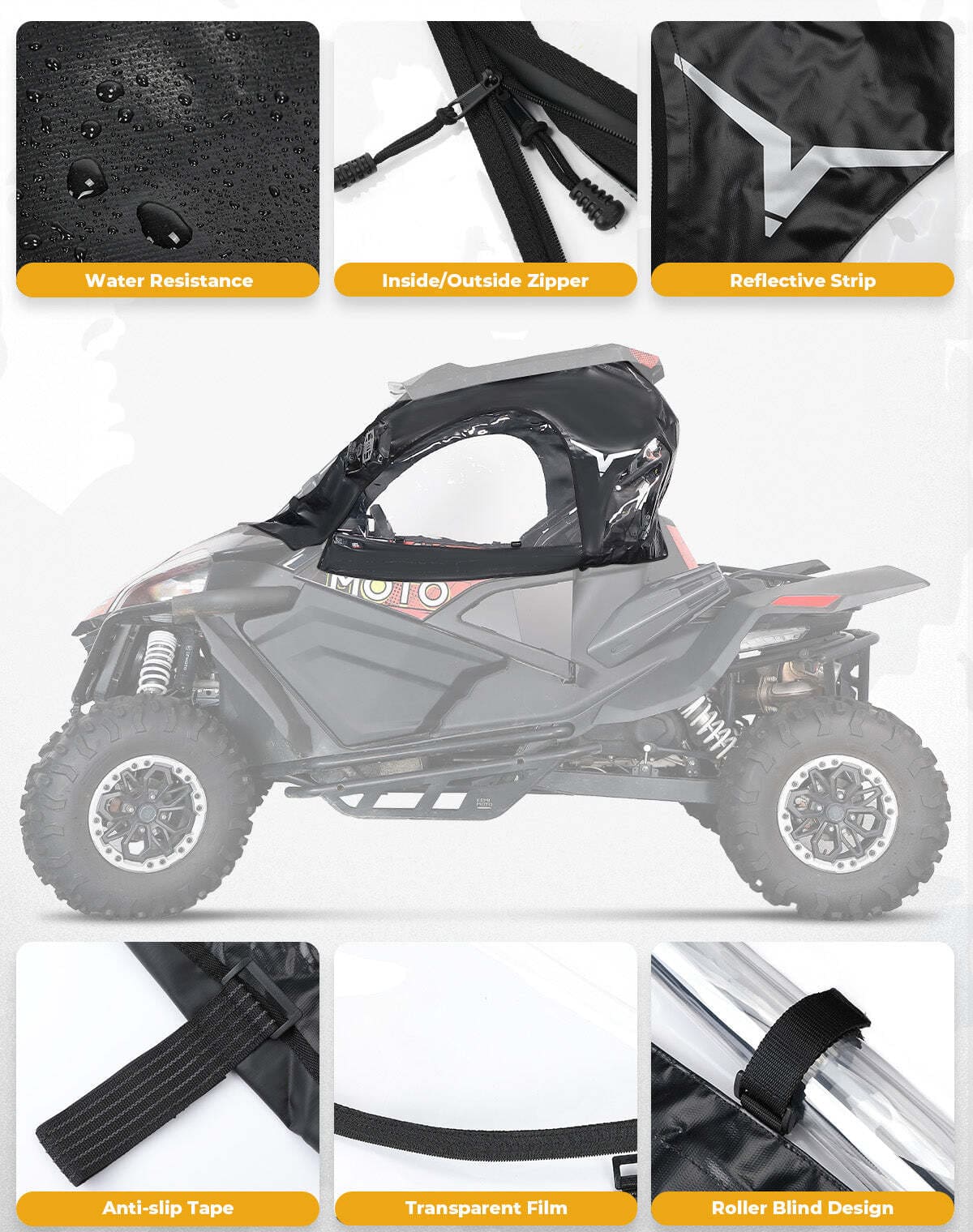 Kemimoto '20-'24 CF Moto ZForce 950 Upper Windows Sof Cab Enclosure